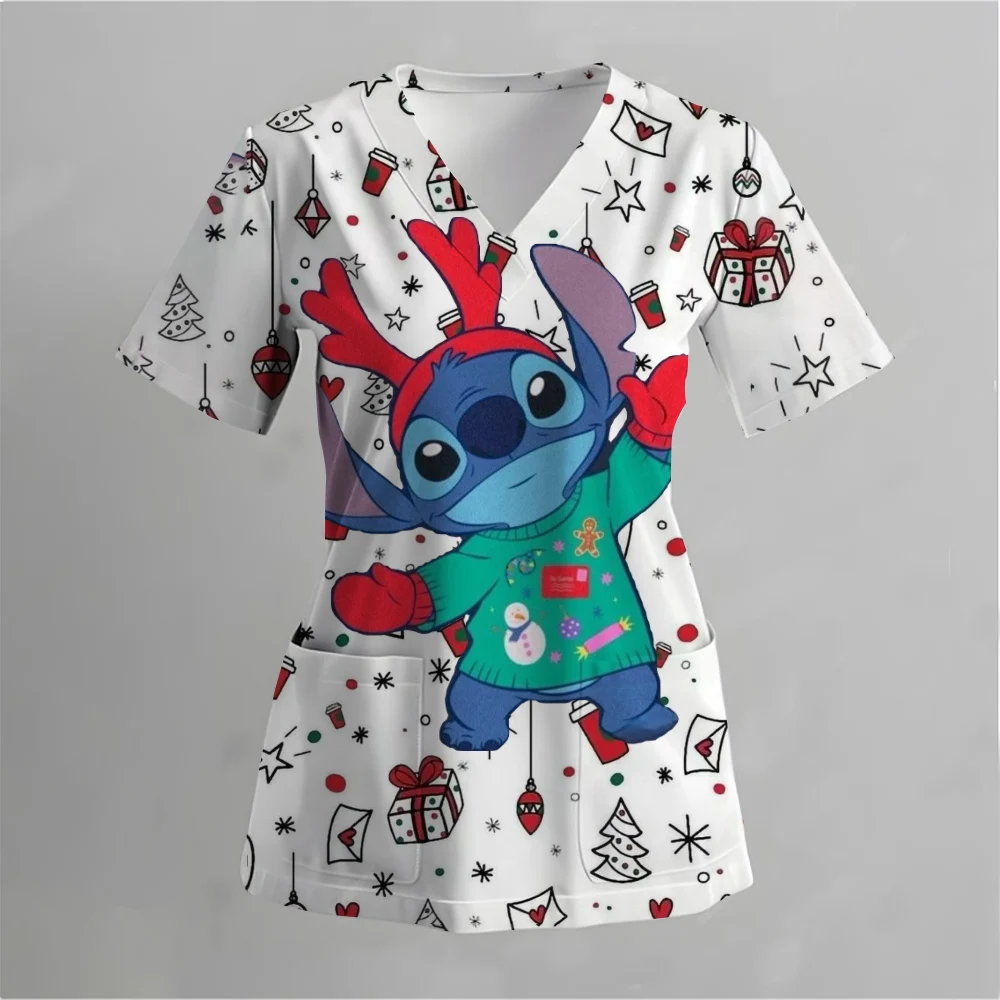 

Принт Disney Mickey Stitch ​ Медицинская форма женская, аксессуары для медсестер, клиническая форма, рабочая блузка для стоматолога, vet spa, топы-скрабы ﻿