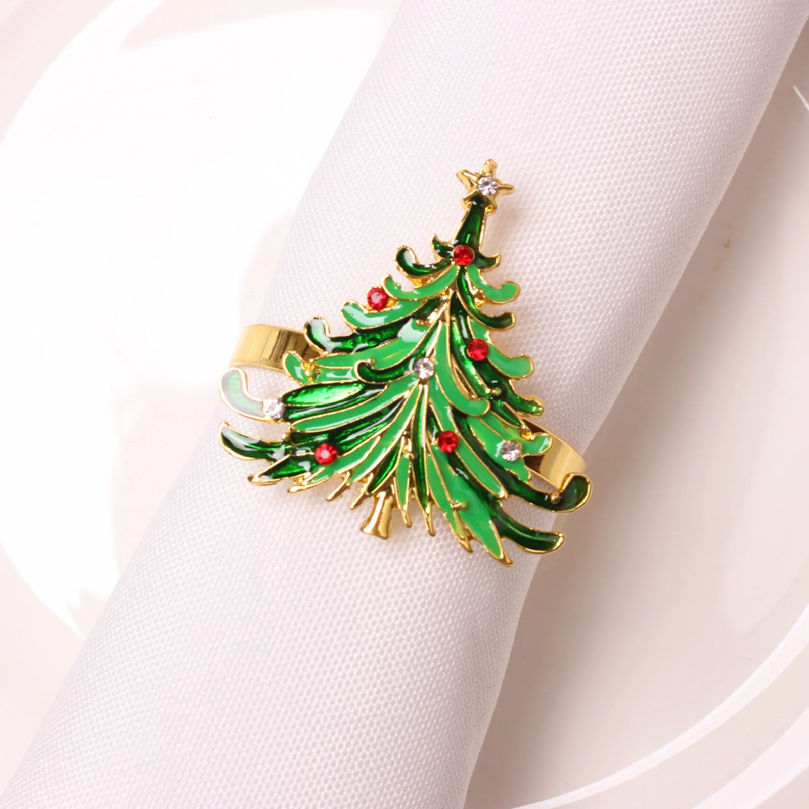 

6pcs Christmas Rings Xmas Xmas Napkin Rings Tree Design Table Decor For Holiday Party Wedding Home Restaurant Use