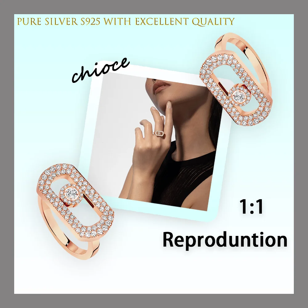 

luxury premium pure silver s925 Messik SO MOVE PAV É series diamond fashionable and exquisite men's and women's wedding rings