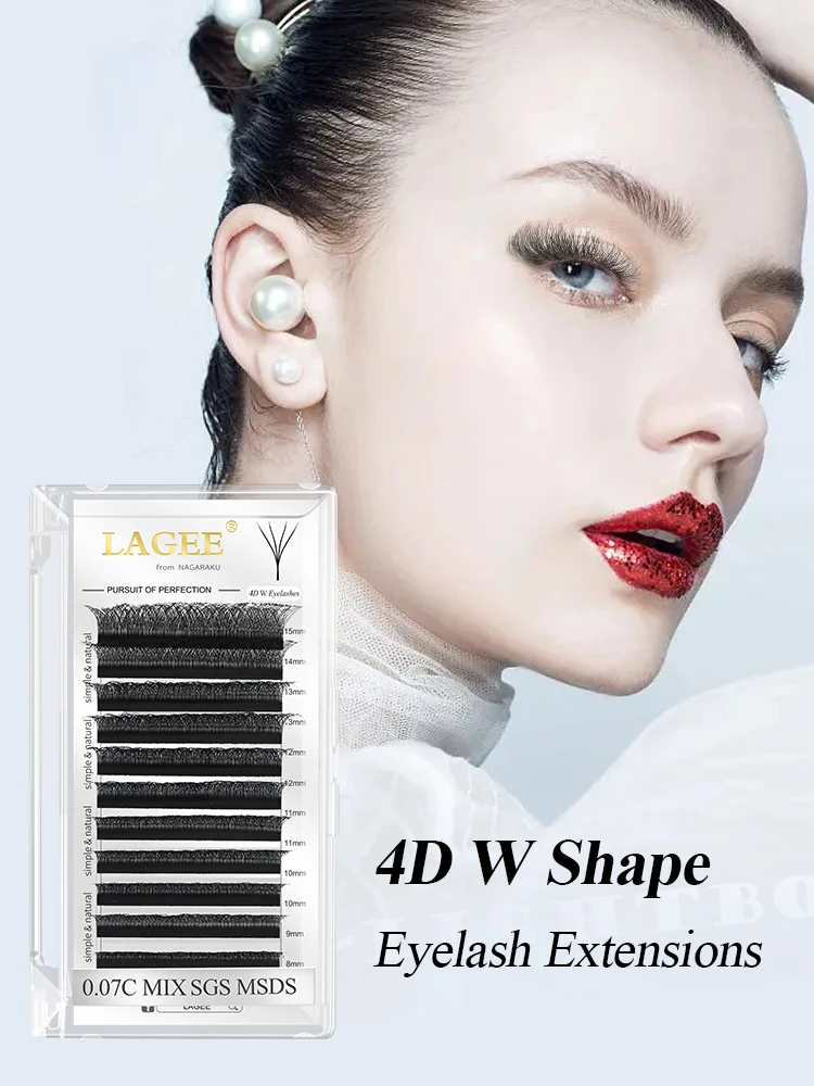 LAGEE 3D 4D 5D 6D W-Form Wimpernverlängerung Vorgefertigte Volumenfächer Wimpern Clover Bloom Autofan Falsche Wimpern von Nagaraku