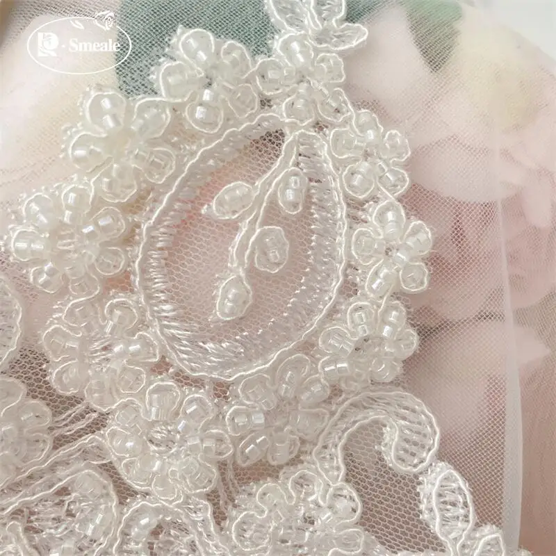 3-10Yards,Ivory White Beading Wedding Dress Lace Trim, DIY Craft Materials, Clothing Accessories,  RS93