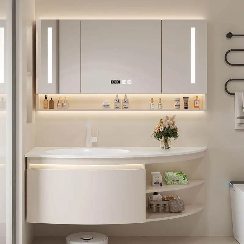 Rustic Wall Bathroom Cabinet Mirror Set Recessed Vanity Storage Bathroom Cabinet Organizer Luxury Badezimmerschrank Furniture