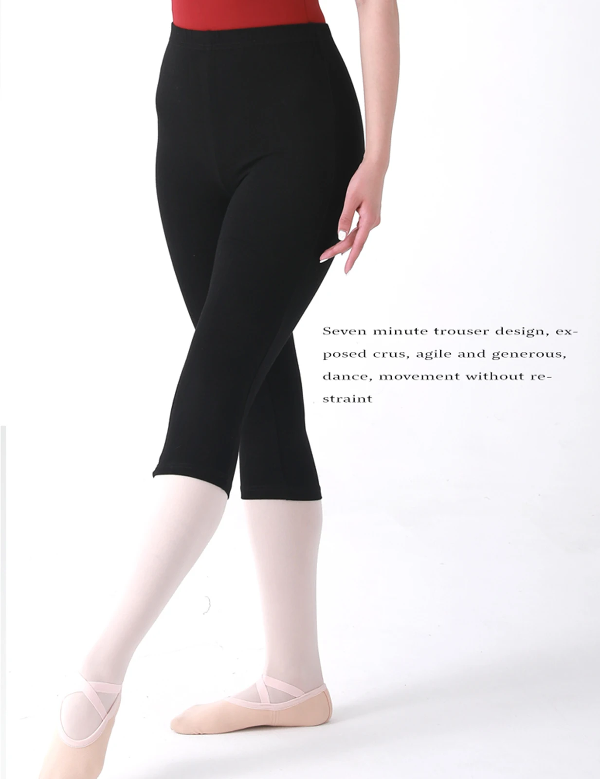 Women's everyday short stretchy elastic seven-inch base leggings for yoga and dance fitness wear