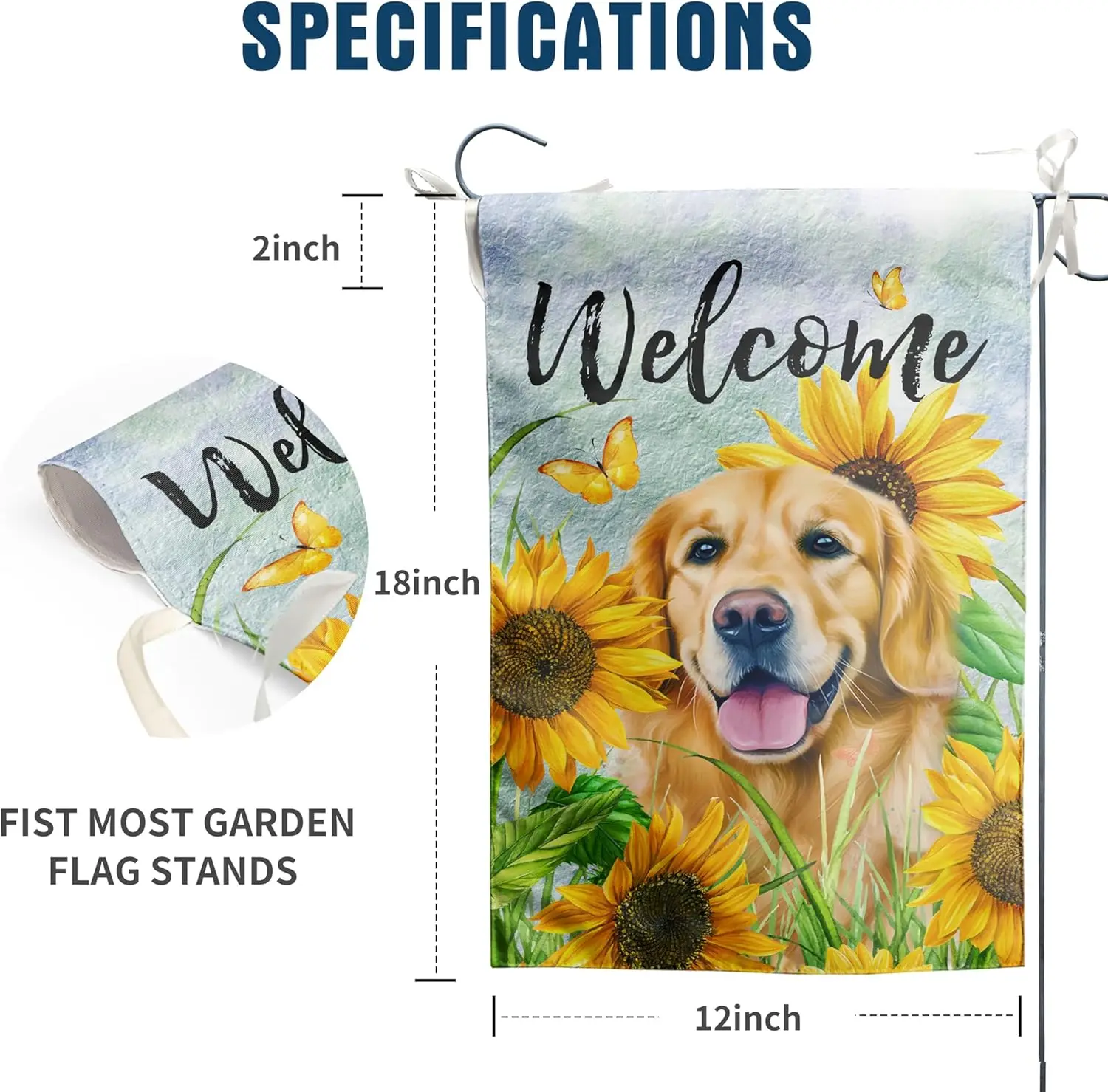 Sunflower Golden Retriever Garden Flag Summer Spring Garden Flags for Outside Floral Dog Yard Flag Small Outdoor Welcome Flags 1