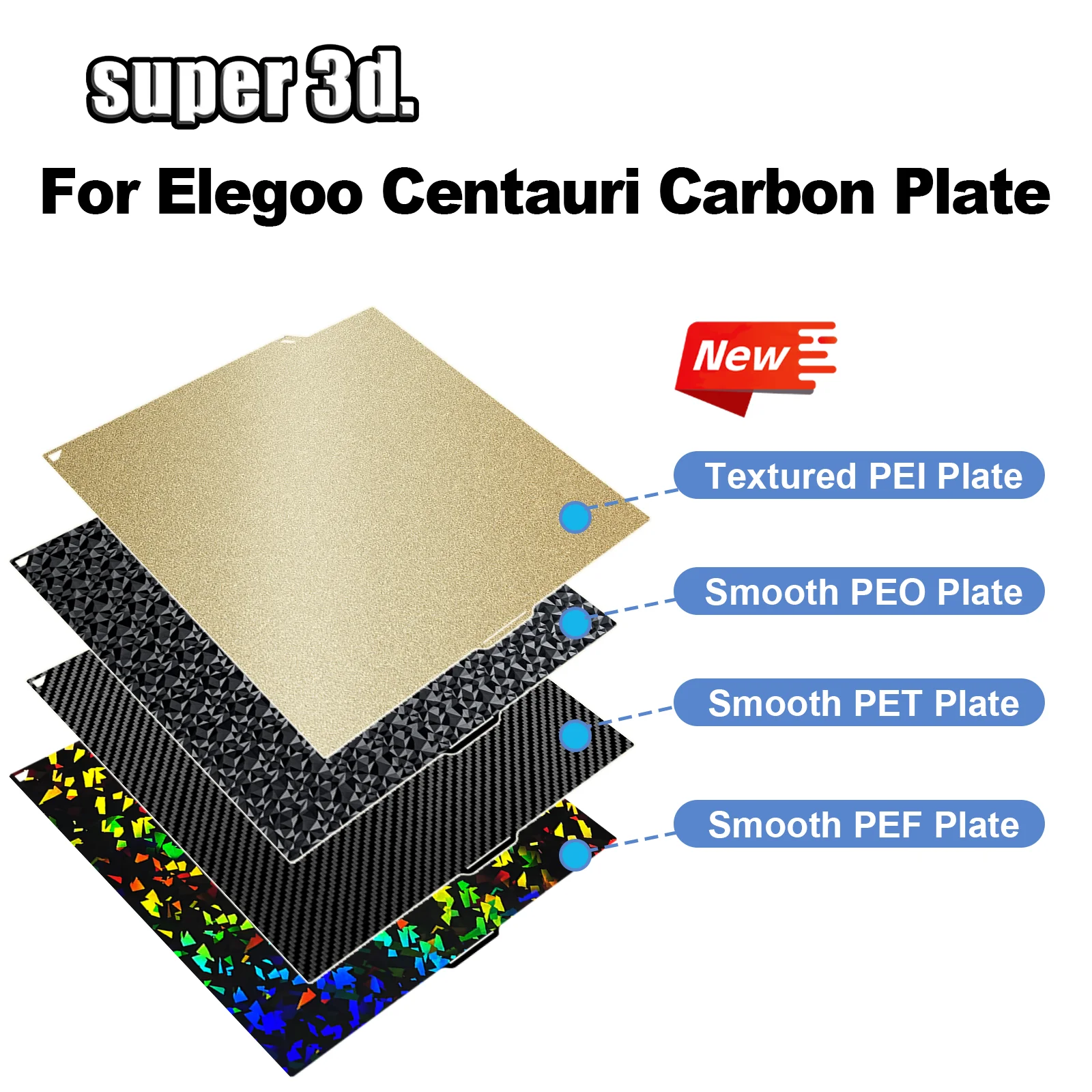 

260x271MM PEI Build Plate for Elegoo Centauri Carbon Double Sided Smooth Textured Flexible Heated Bed Plate For Centauri Carbon