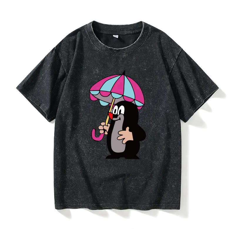 

Мужская футболка с круглым вырезом и коротким рукавом, свободного кроя, из хлопка, повседневная, летняя, с мультяшным принтом, больших размеров, удобная