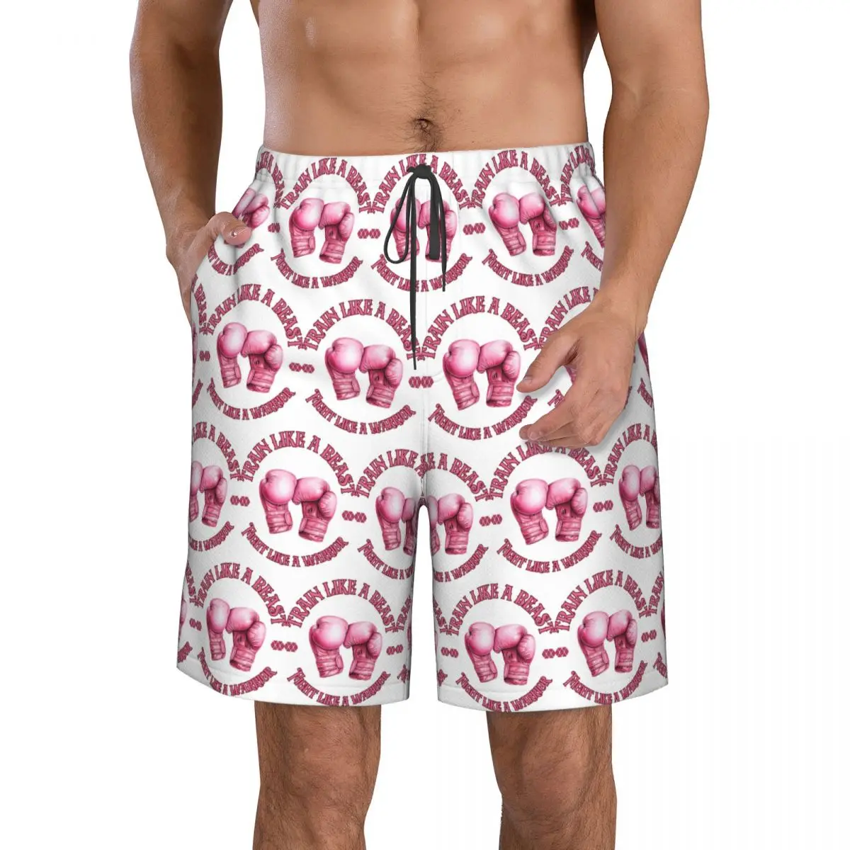Train Like A Beast Fight Like A Warrior Boxing Gloves Trunks Beach Board Shorts Casual Quick Dry Swimming Summer Men Pants