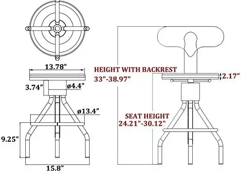Set of 2 Industrial Leather Bar Stools-Adjustable Swivel Metal Bar Stool-24-30 Inch Tall Seat Height Counter Height to Bar Height-Kitchen Stool Dining Chair,Cafe Stools with with Backrest