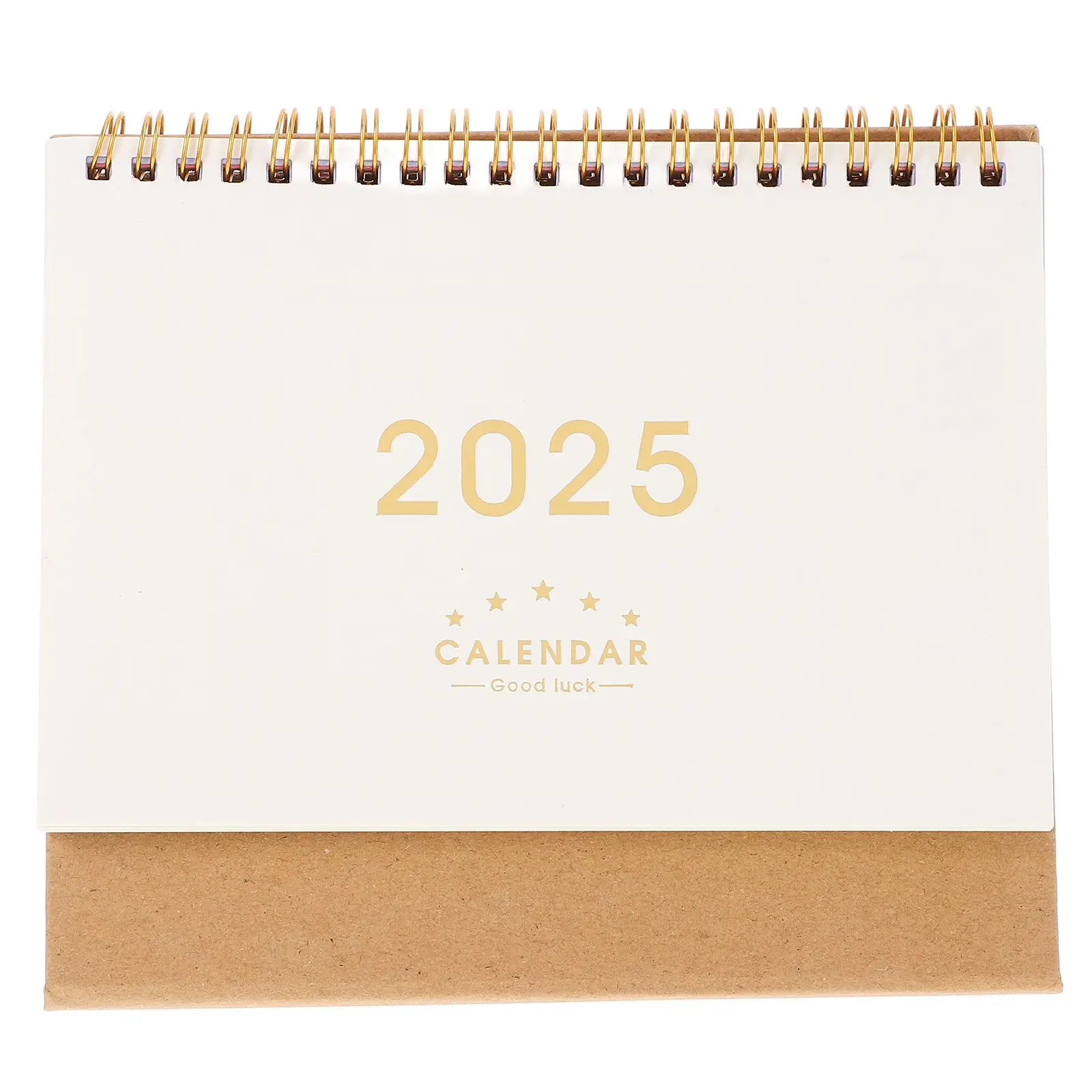 

2025 Desk Calendar Mini Stand Standing Flip for New Year Bronzing Paper Desktop Office