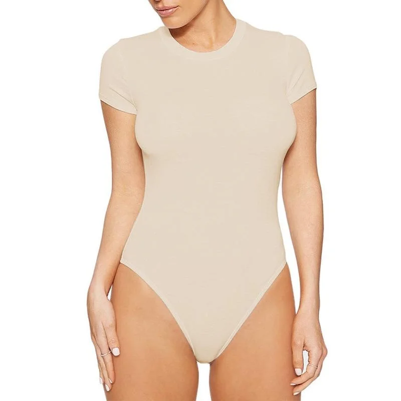 Verão 2025 casual feminino ort sve macacão apertado bodysuit confortável comprimento t-quart commuter sle senhora marca