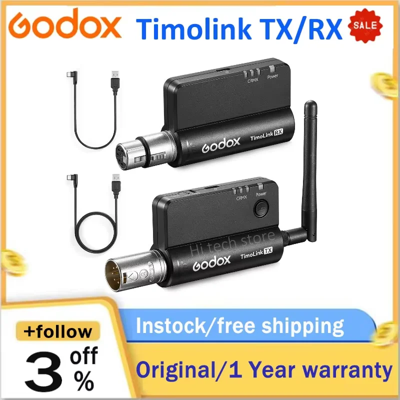 Godox TimoLink RX TX TRX Wireless DMX Transmitter Receiver Built with CRMX Modules for Filmmakers Broadcasters