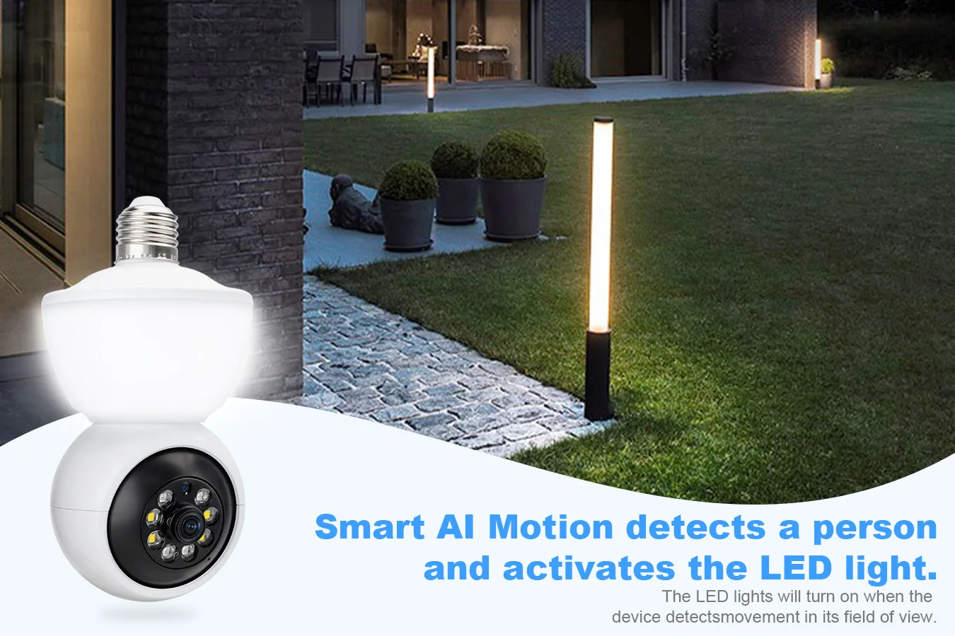 2MP 1080P  Yoosee APP   E27 Wireless PTZ Alarm  IP Dome Camera Full Color AI Humanoid Detection Home Security CCTV Baby Monitor