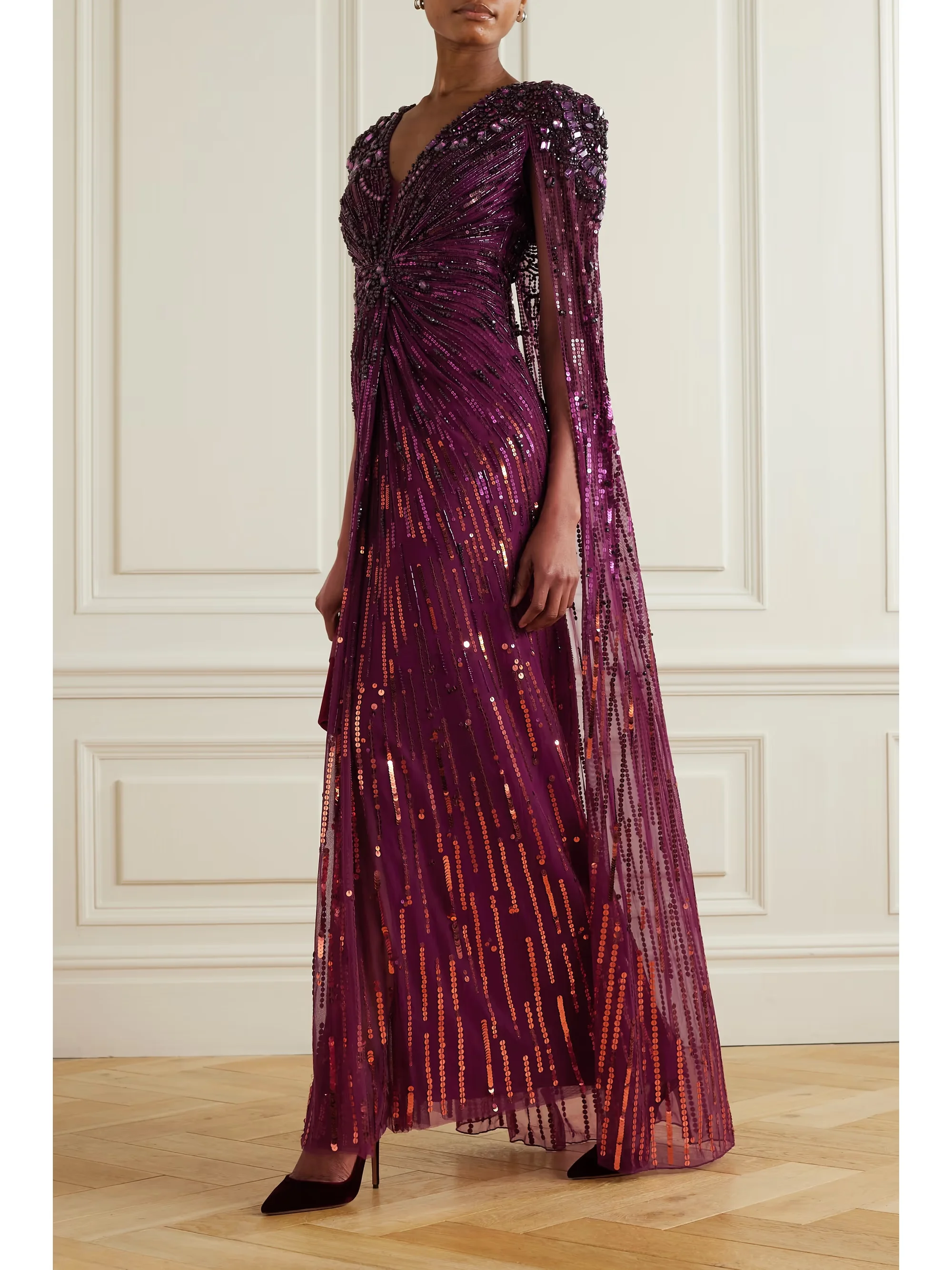 Sequin Prom Dress Mermaid Beading Special Occasion Dresses With Cloak  Evening Dress robe de soirée luxe élégante 2024