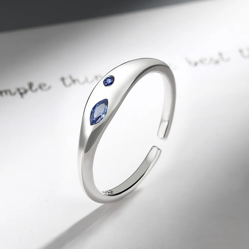 

Модное темпераментное глянцевое кольцо из стерлингового серебра 925 пробы с синим цирконом, подарок на день рождения, годовщину