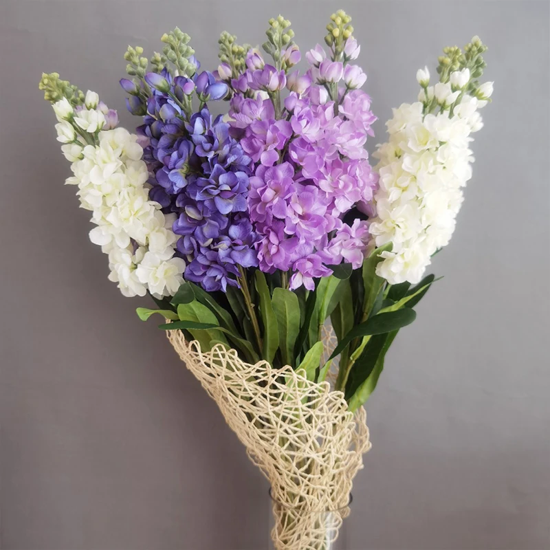 Artificial Hyacinth Green Leaves Violet Fake Silk Artificial Flowers Mariage Birthday Party Bridal Floral Home Decoration