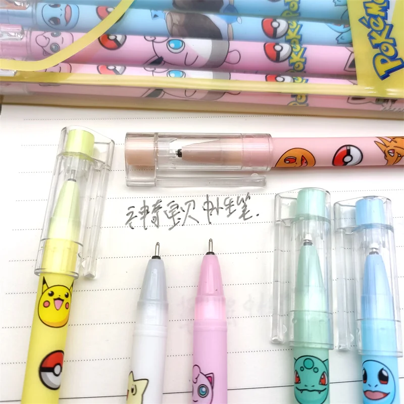 1/5/10pcs Pokémon Gel Pen Black Rollerball Pen Cute Anime Stationery School Supplies Kawaii Pikachu Charmander Kids Toys Gifts