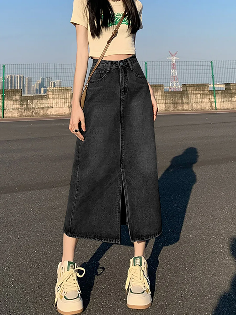 Irregular High Waisted Denim Skirt Women's Spring and Summer Zipper Short Skirt