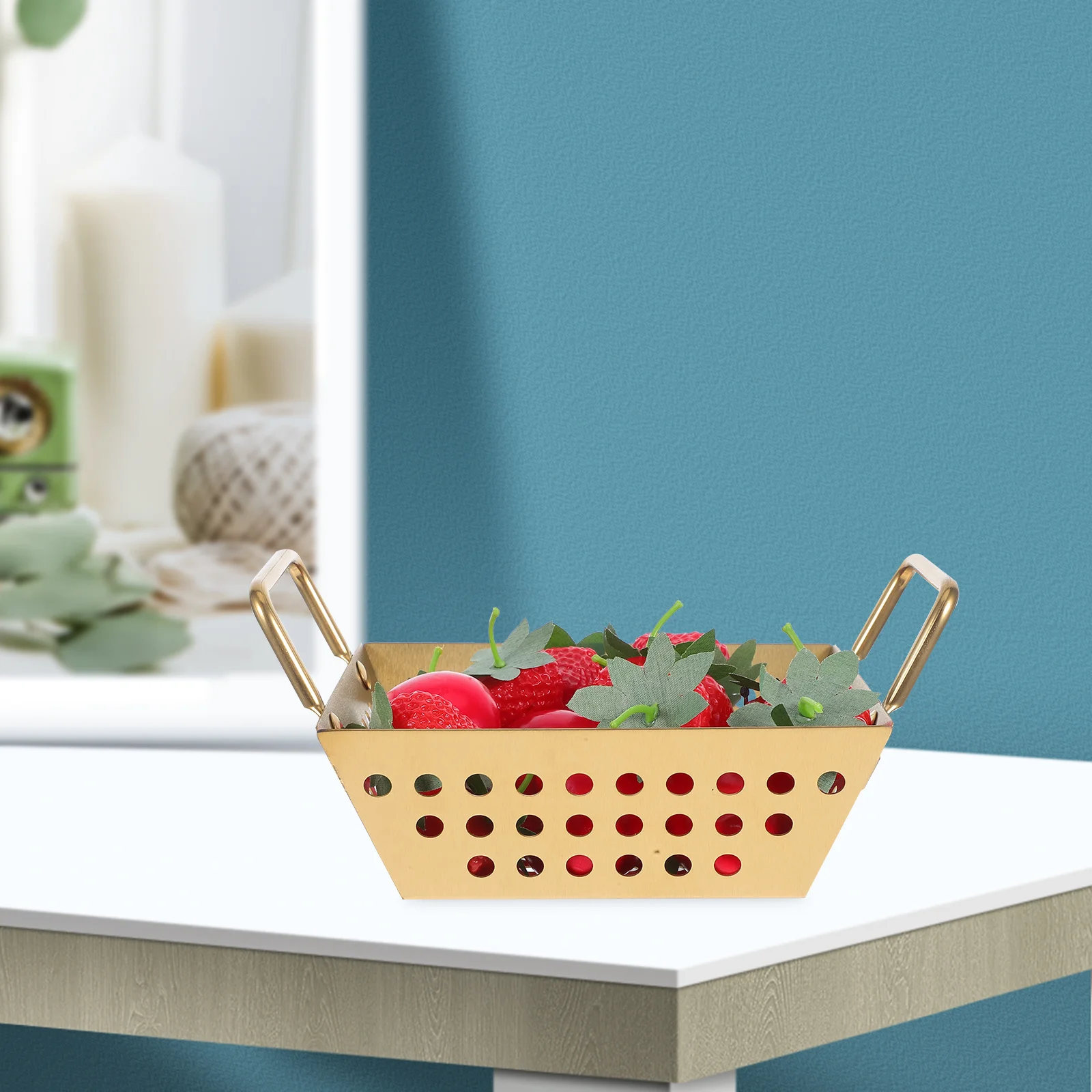 1pcs Stainless Steel Square Fry Basket Dual Handle For Chicken Serving Snack Storage Drainage Multi-Functional