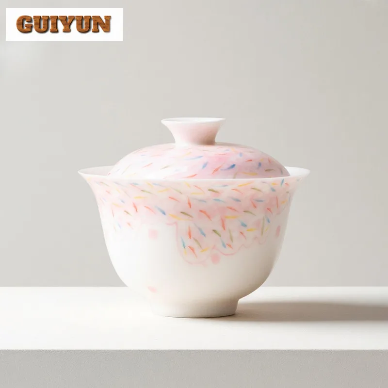 

120 мл Ручная роспись Цветная глазурь Сахар Гайвань Ретро Чайная вареница Чайная чаша с крышкой Набор Чайник Крышка Чаша Коллекция чайной церемонии