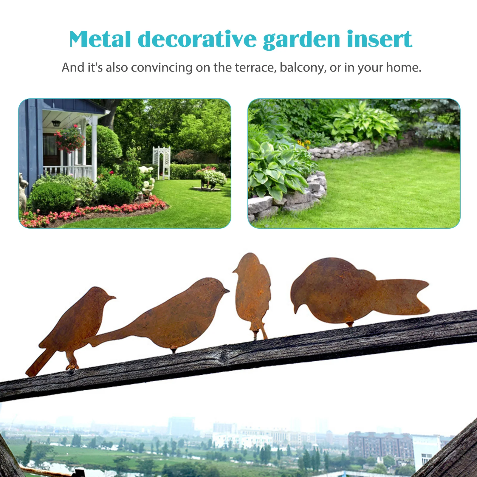 

Iron Flowerpot Decoration Cartoon Plug-In Animal Sculptures Aging Resistance Holiday Gifts Retro for Yard Lawn Supplies