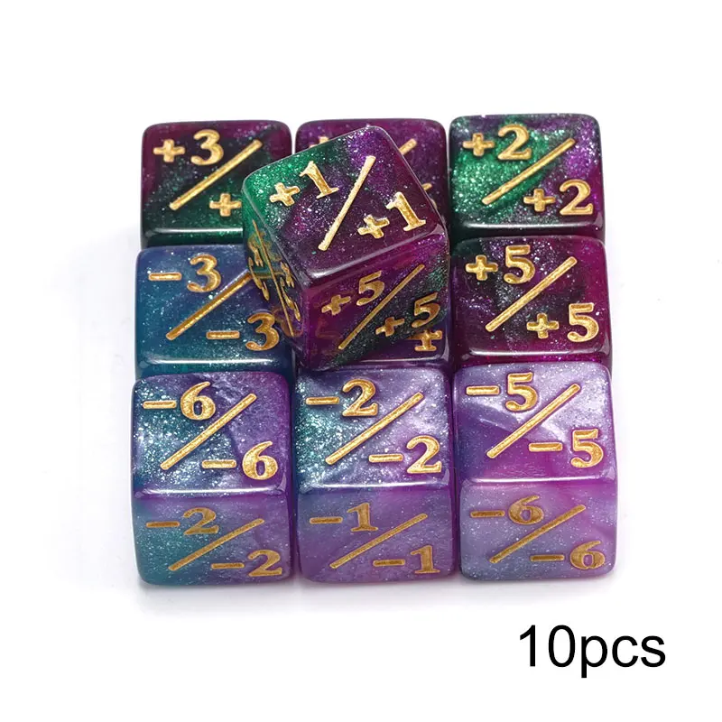 10 قطعة 16 مللي متر 6 عدادات النرد الجانبية + 1/-1 النرد لعبة أطفال العد النرد ل MTG بطاقة التجمع رمز الألعاب والنرد الولاء #5