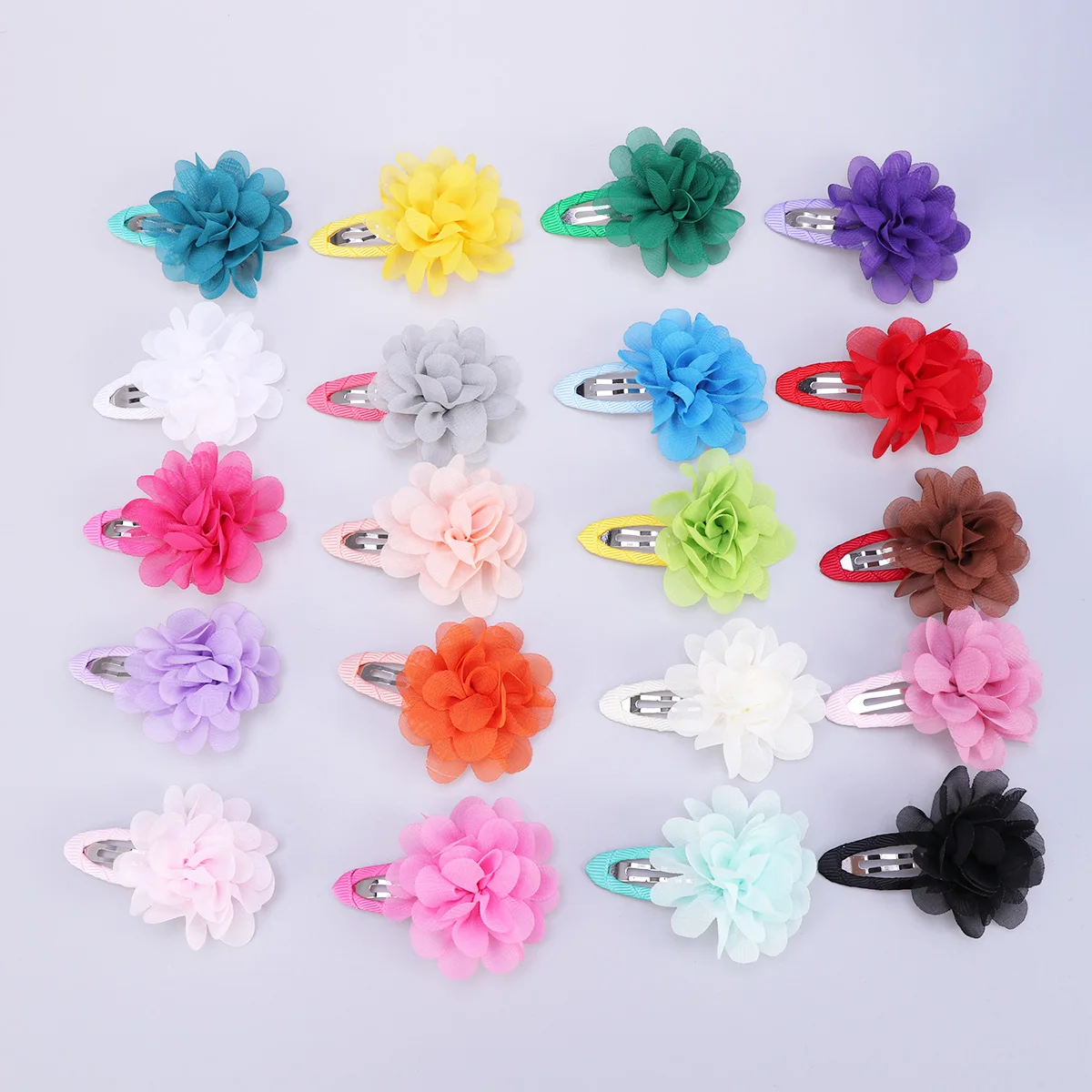 

20Pcs Chiffon Flower Hairpin Girls Hair Clips Baby Kids Mixed Color Hair Accessories Perfect Gift for Toddlers Little Girls