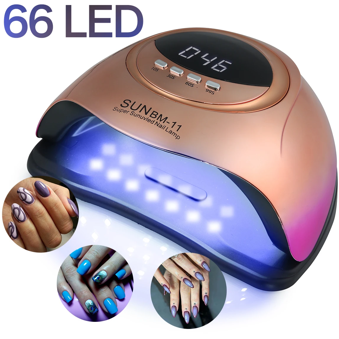 SUN BM-11 Nail Dryer Machine 66LEDs 2-in-1 LED/UV Nail Lamp for Nail Gel Polish Curing Manicure Lamp with Four Timer LCD Display