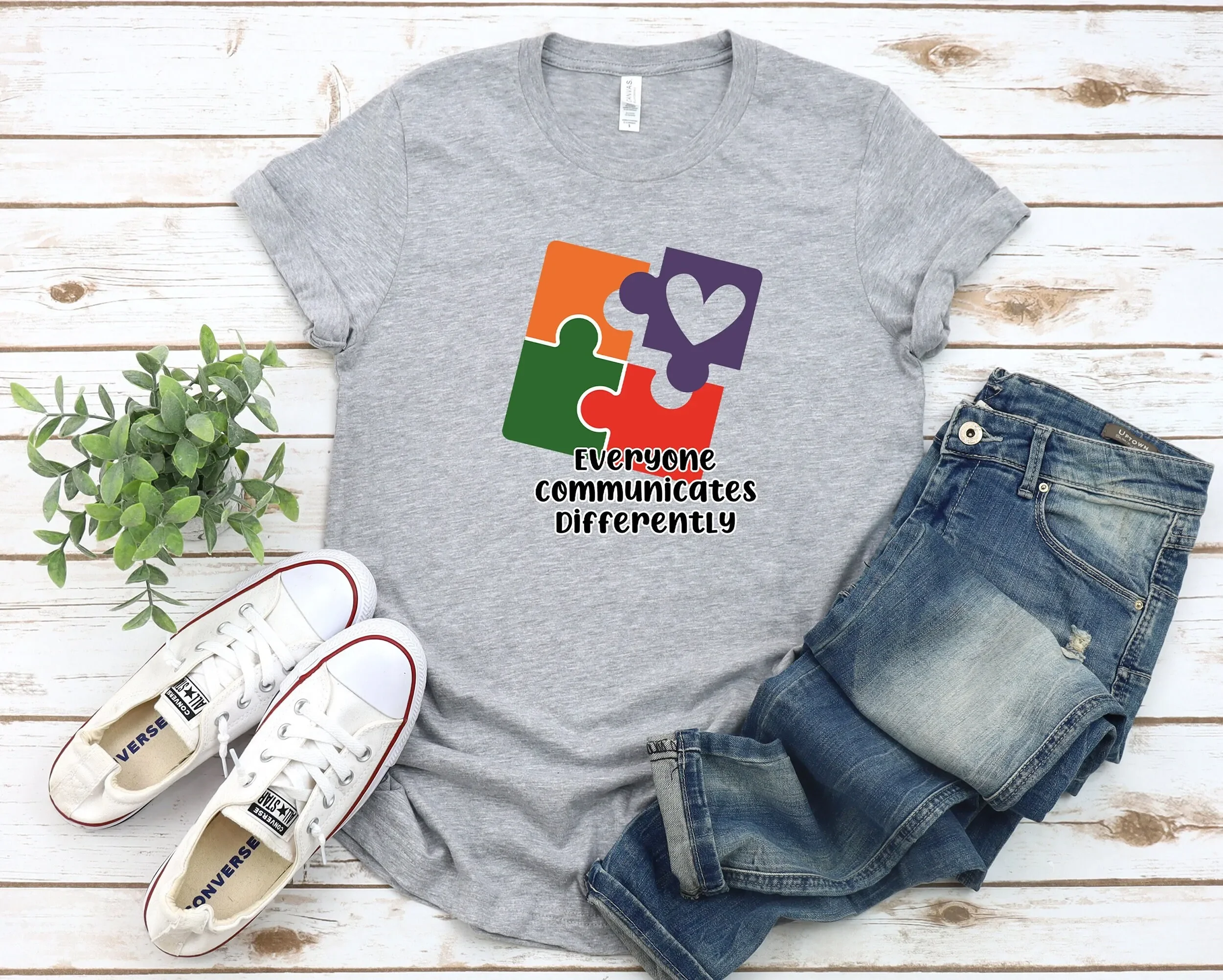 Everyone Communicate Differently T Shirt Autism SupporT Awareness For Special Education