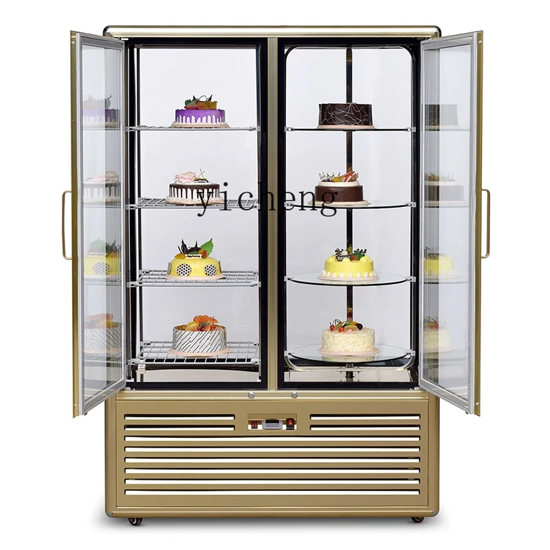 XL Vertical Multi-layer Rotating Cake Display Cabinet Four-sided Glass Cabinet Western Pastry Bread Fresh-keeping Cabinet