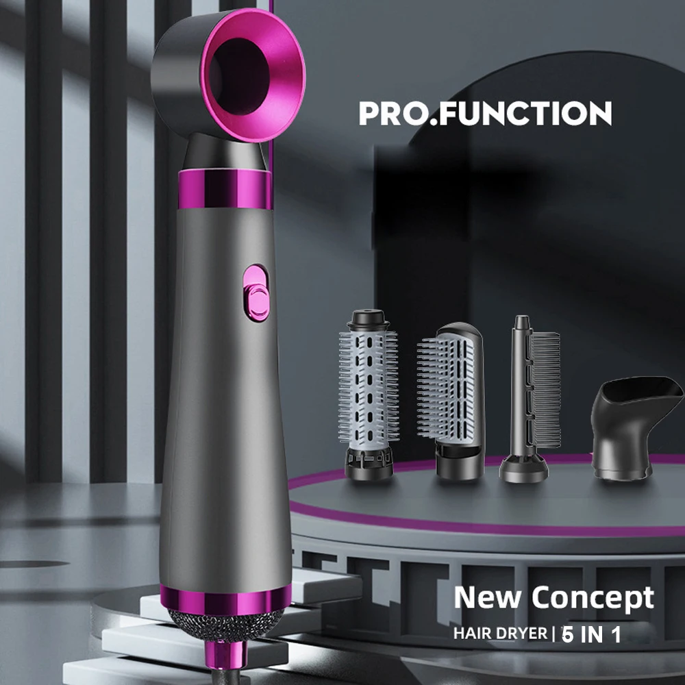 جديد متعدد الوظائف فرشاة مجفف الشعر الساخن مشط تصفيف الشعر أداة للمنزل صالون استخدام فرشاة الهواء الساخن 5 في 1 مجموعة أدوات تصفيف الشعر