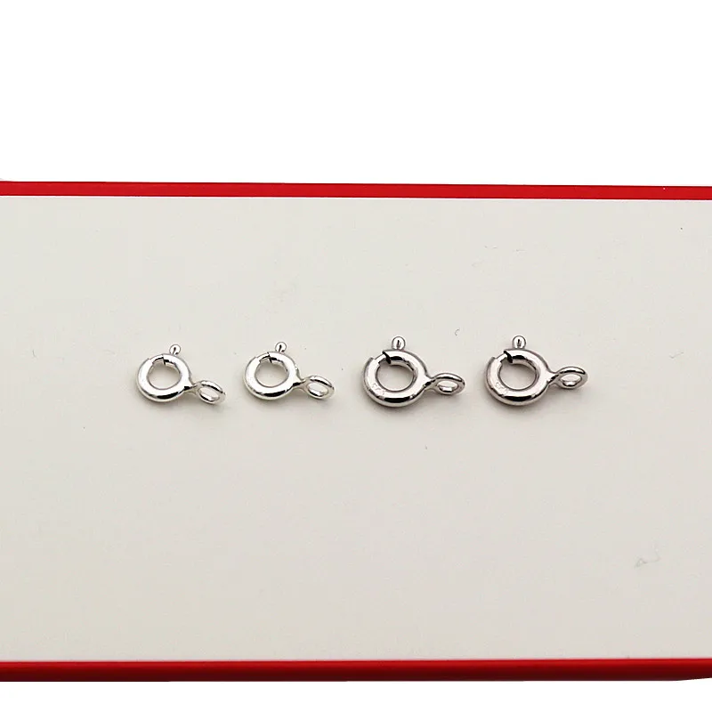 Gancho de resorte de cierre de Plata de Ley 925 sólida con anillo de salto cerrado, 5mm, 6mm, DIY para collar, pulsera, accesorios, suministros de búsqueda