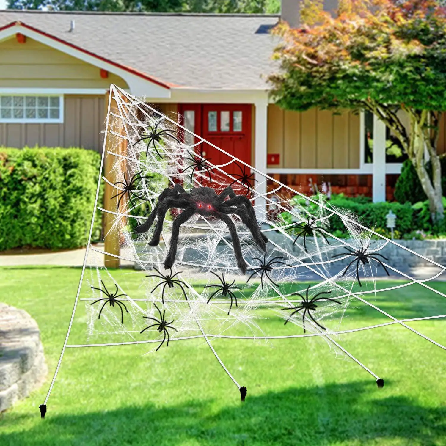 

Halloween Big Plush Spider Giant Web Decor Outdoor Horror Giant Black Spider Outdoor Halloween Props Simulated Spider Supplies