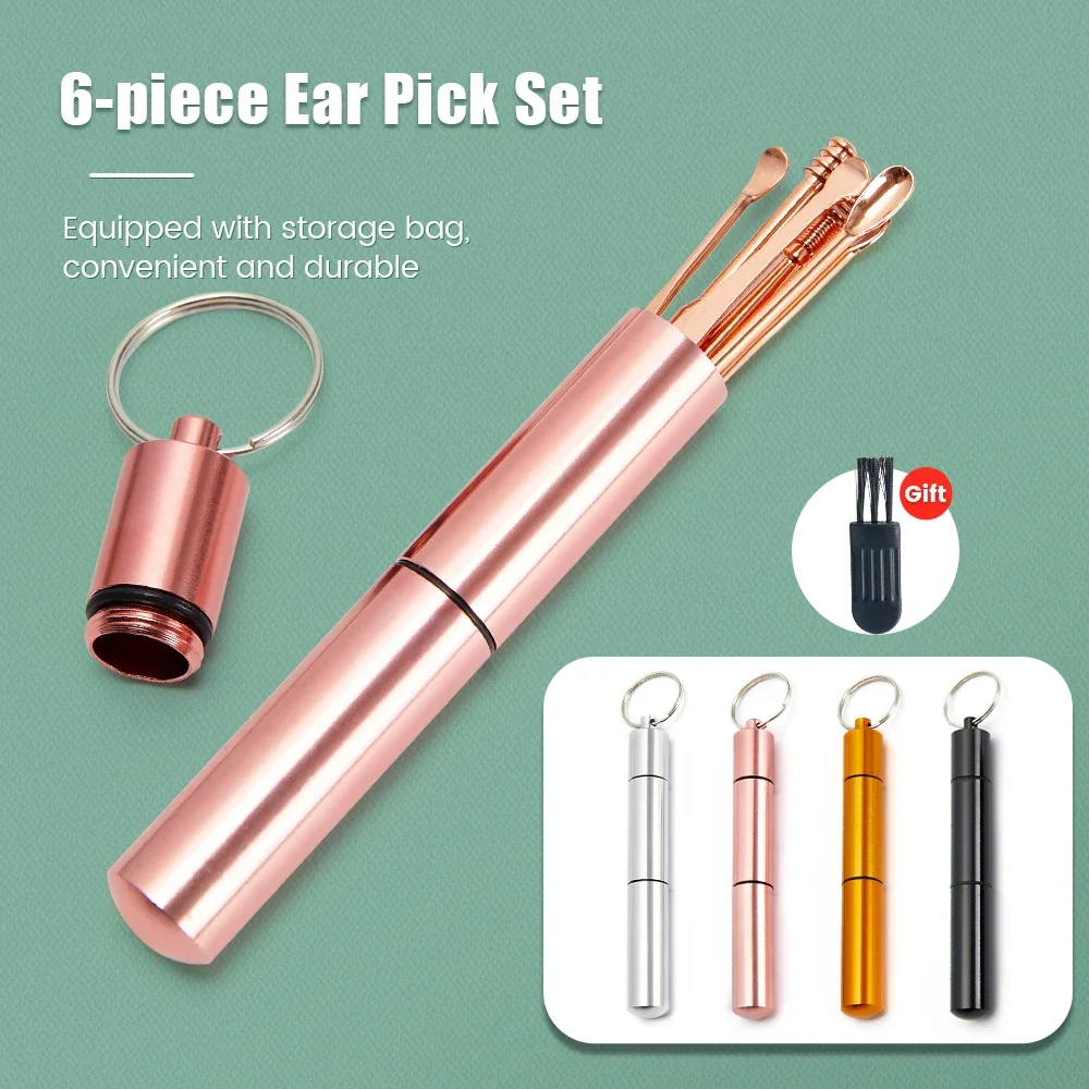6Pcs Ear Wax Remover Ear Cleaning Kit Ear Pick Earpick Ear Cleaner Spoon Care Ear Clean Tool for Baby Adults Ear Care Set