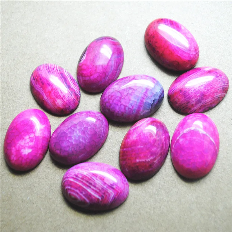 6PCS Red Crack Agate Stone Cabochons Oal Shape Size 18X25MM DIY FASHION JEWELRY ACCESSORIES