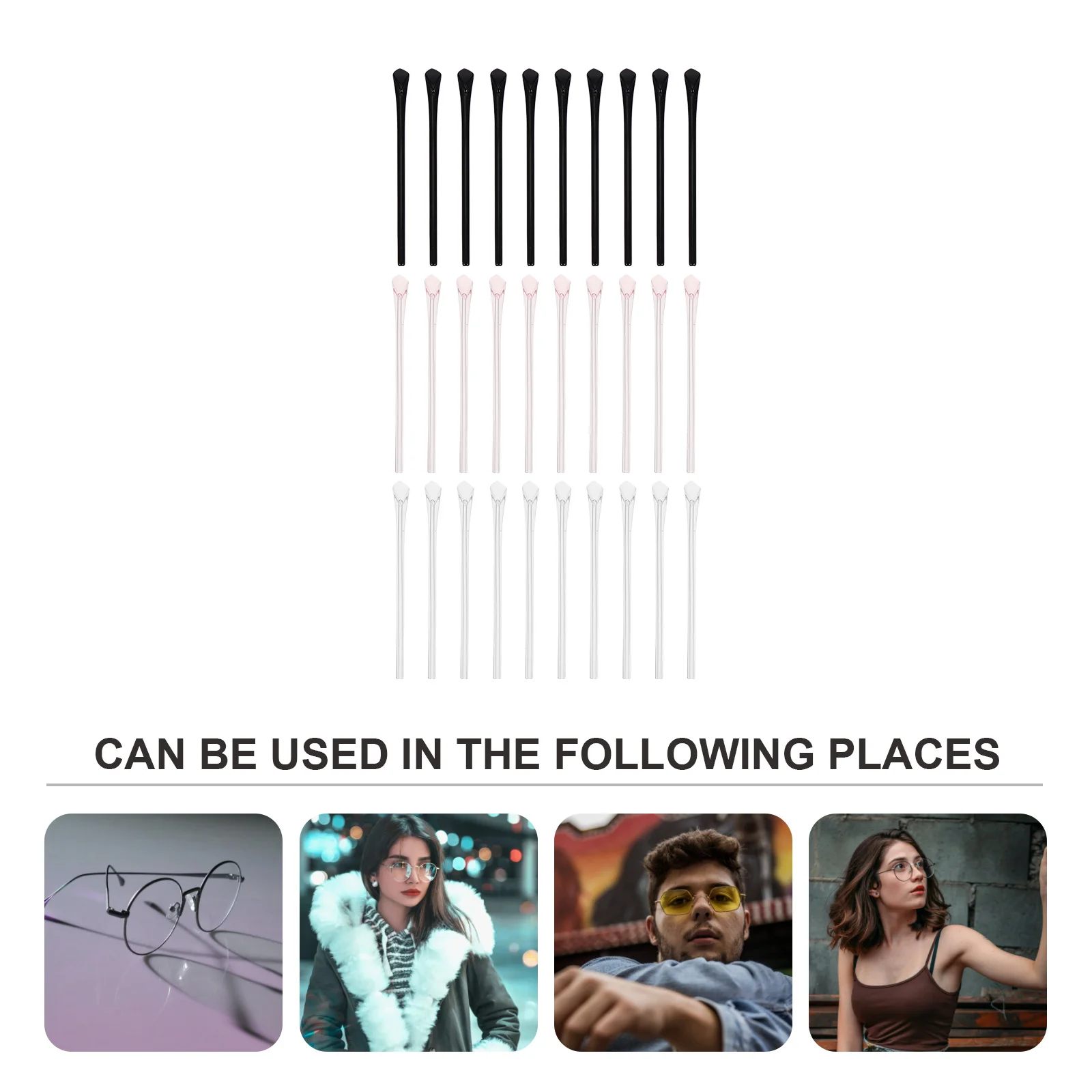 

15Pairs Anti-Slip Ear Socks Silicone Glasses Leg Tubes for Comfortable All-Day Wear Non-Slip End Tips for Eyeglass Repair and