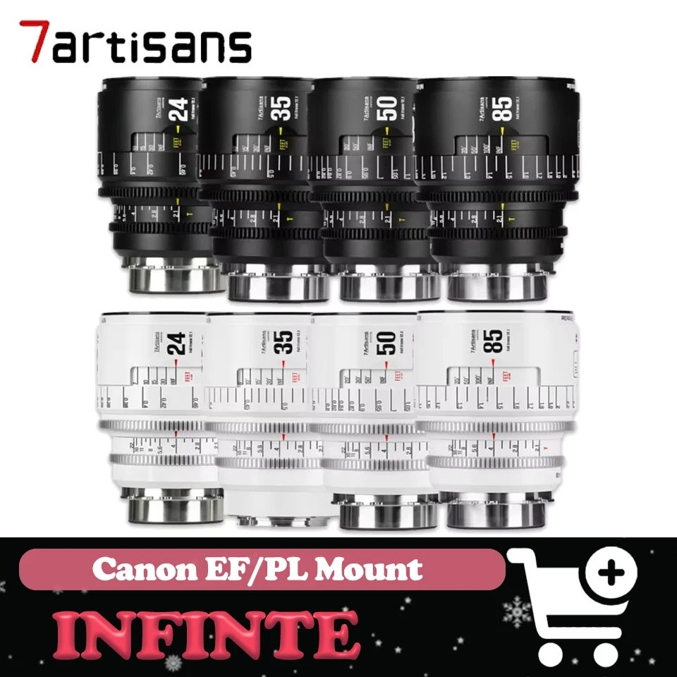 

7artisans INFINTE 24/35/50/85mm T2.1 MF Full Frame Large Aperture Cine Lens for Movie Recording compatible with PL and Canon EF