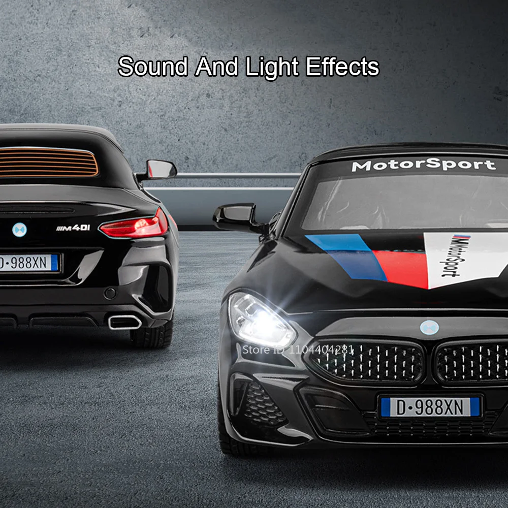 Modèle de voiture de sport en alliage moulé sous pression Z4 I8, jouets, portes ouvertes, son et lumière, véhicules rétractables, cadeau de vacances pour ami, 1:22