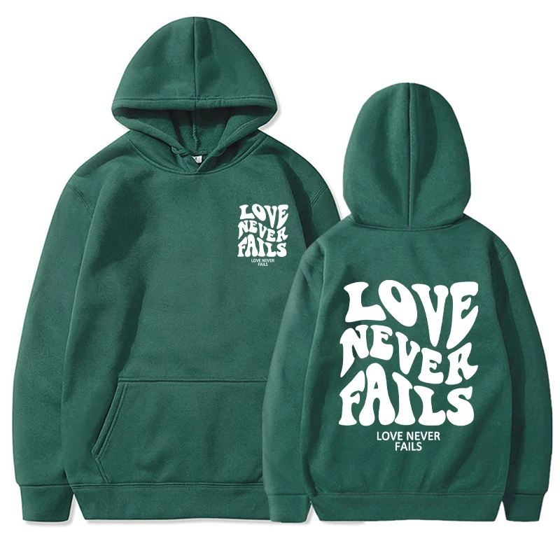 Love Never Fails Men's Trendy Pullover Women's New Long Sleeved Sportswear Harajuku Fashion Casual Street Clothing Hoodies