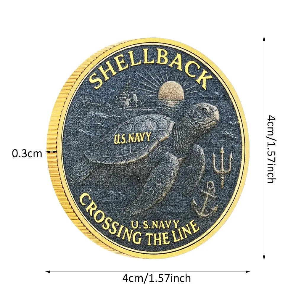نمط جديد Shellback البحرية مطلية بالذهب جمع عملة معبر الخط تذكارية عملة ديكور المنزل #5