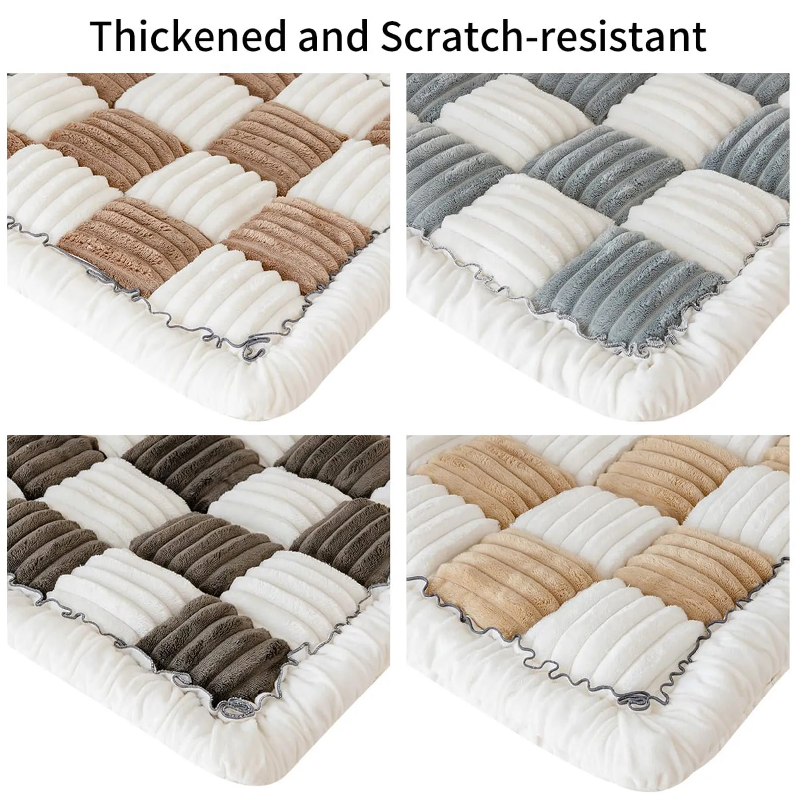 S/M/L Fuzzy Cream-Coloured Plaid Couch Cover Anti-Slip Pet Mat Bed Magic Sofa Protective Cover Pet Blankets For Dogs Cats