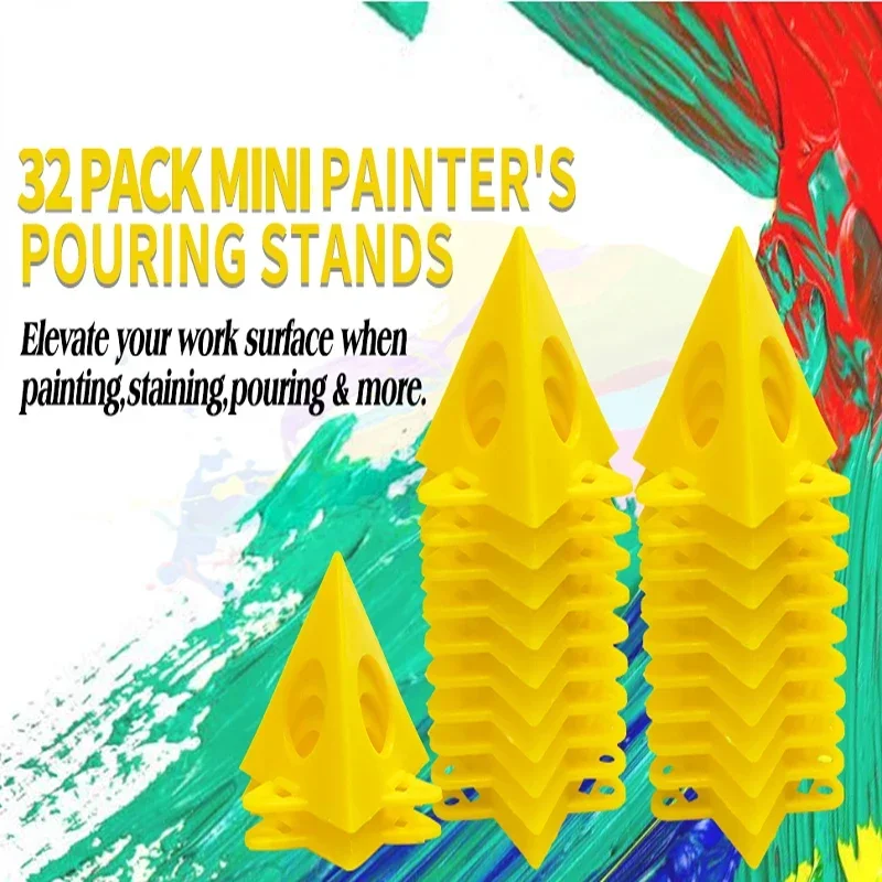 32pcs Painter's Painting Stands, Mini Cone Paint Stands for Canvas and Door Risers Support, Pouring Paint  for a Clean Paint Job