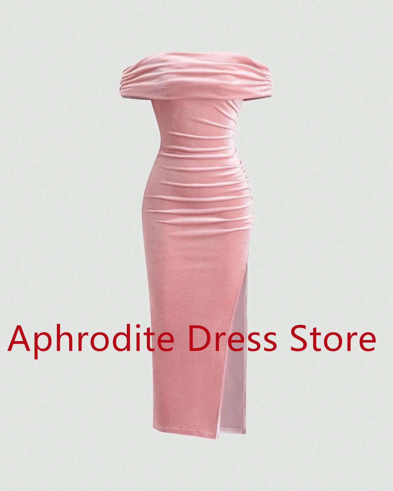 Customized Simple Velour Evening Dress Temperament Boat Neck Off The Shoulder Sleeveless Prom Dress Temperament Part