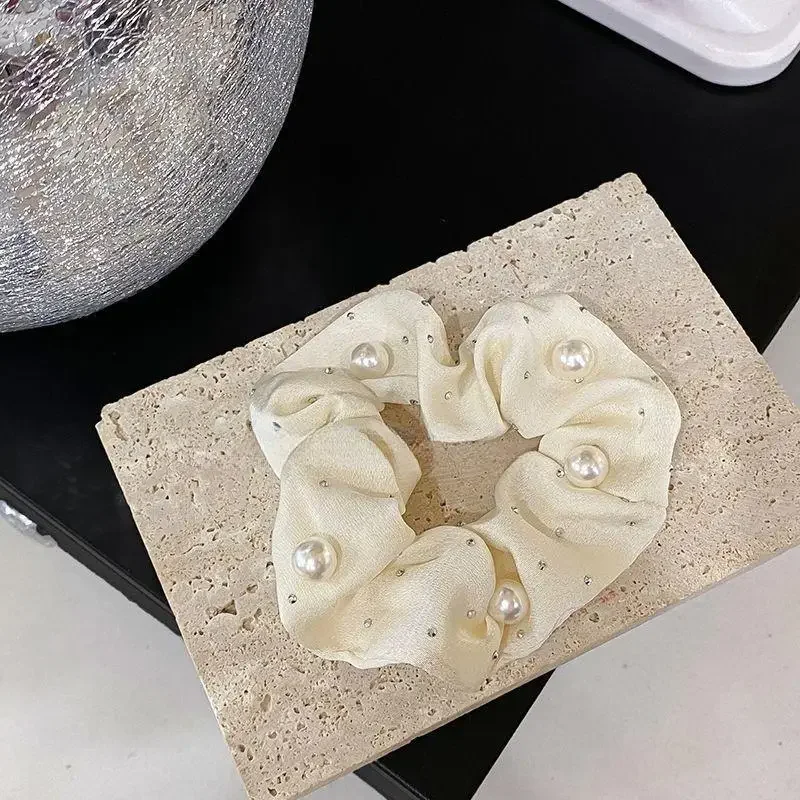 Простая тканевая жемчужная веревка для волос для женщин, элегантные резинки для волос без повреждений, модные резинки для волос с высоким хвостом для девочек