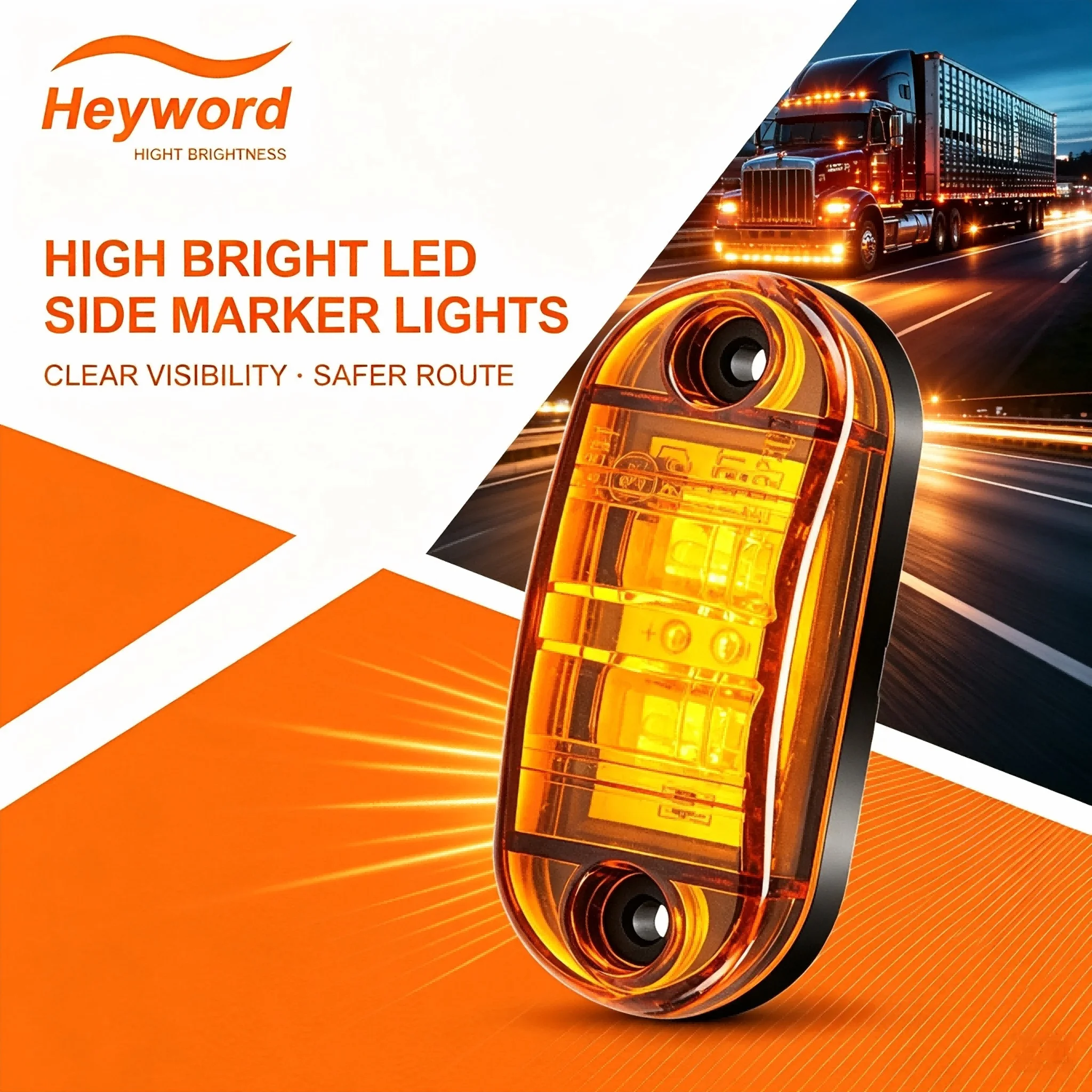 Heyword Universal LED Lights for Trucks, Rvs, Cars, Buses, Trailers, Vans, Available in AmberColors, Compatible with  Systems