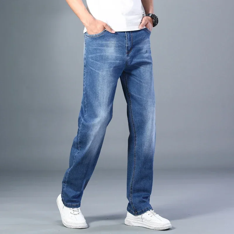 

Men's Thin Straight-leg Loose Jeans Summer New Classic Style Advanced Stretch Pants 7 Colors Available Size 35 42