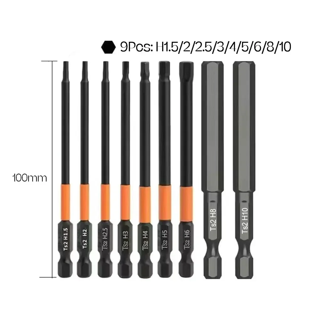 Prodrills S2 Hex Head Magnetic Screwdriver Bit Set H1.5-H10 Hexagonal Bit Set Allen Wrench Screwdriver