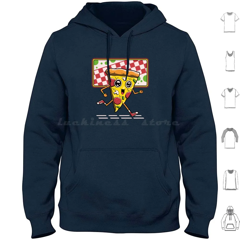 Pizza Run Hoodie Cotton Long Sleeve Pizza Pizza Slice Tokyo Japan Cute Retro 80s Food Foodies Pizza Love I Love Pizza