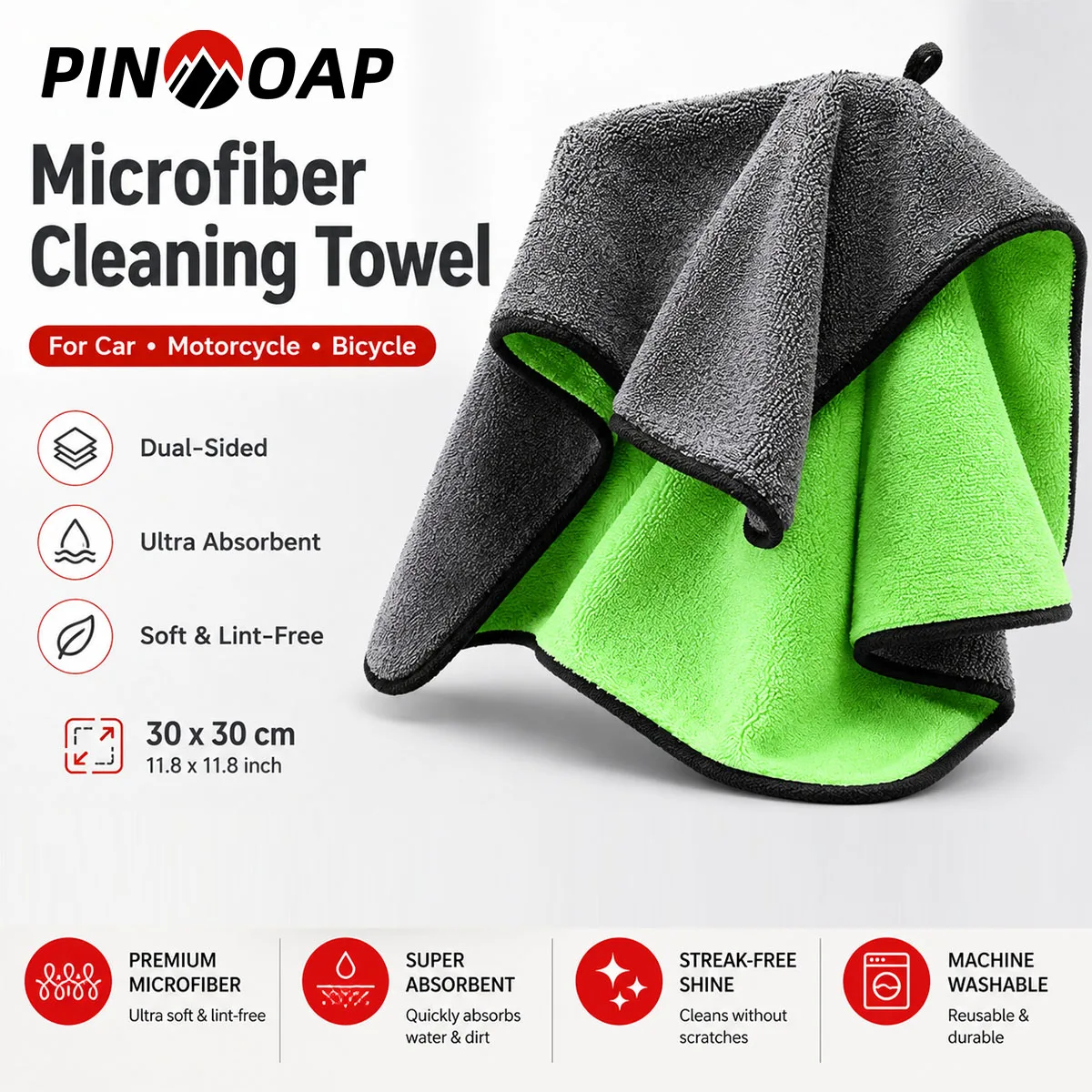 PINMOAP 1/3/10PCS Reusable Microfiber Detailing Rag Car Motorbike Bicycle Cleaning Cloth Quick Dry Towel For Dust Window Body
