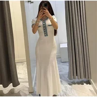 Elegant Contrasting Women Knit Maxi Dress Chic O-neck Short Sleeve Metal Buttons Bodycon Dresses Office Lady Commuting Robe - Image 5