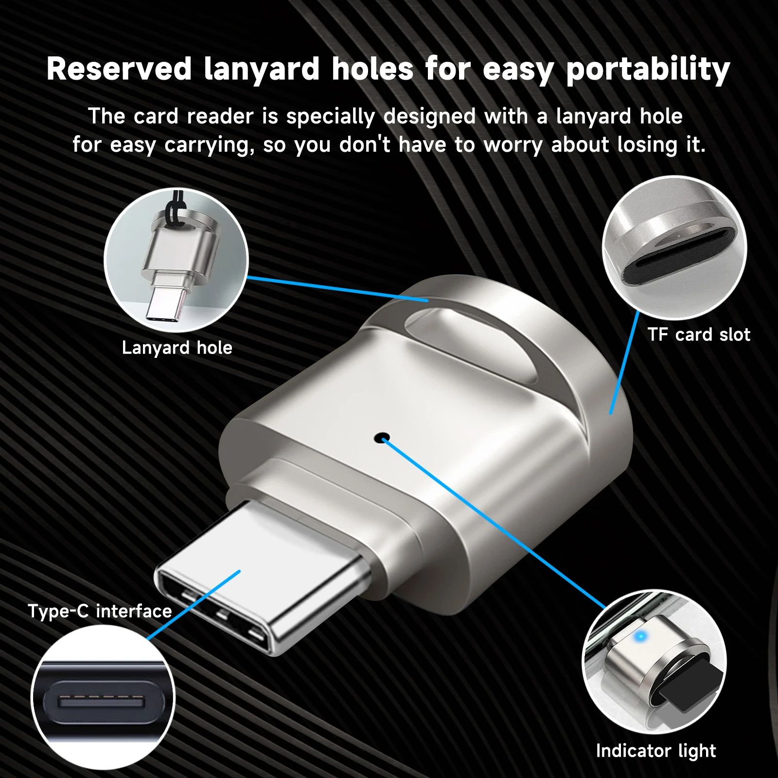 Mini Type-C USB 3.0 إلى SD Micro SD TF قارئ بطاقات بطاقة الذاكرة لقارئ بطاقات الألومنيوم Samsung Huawei Xiaomi